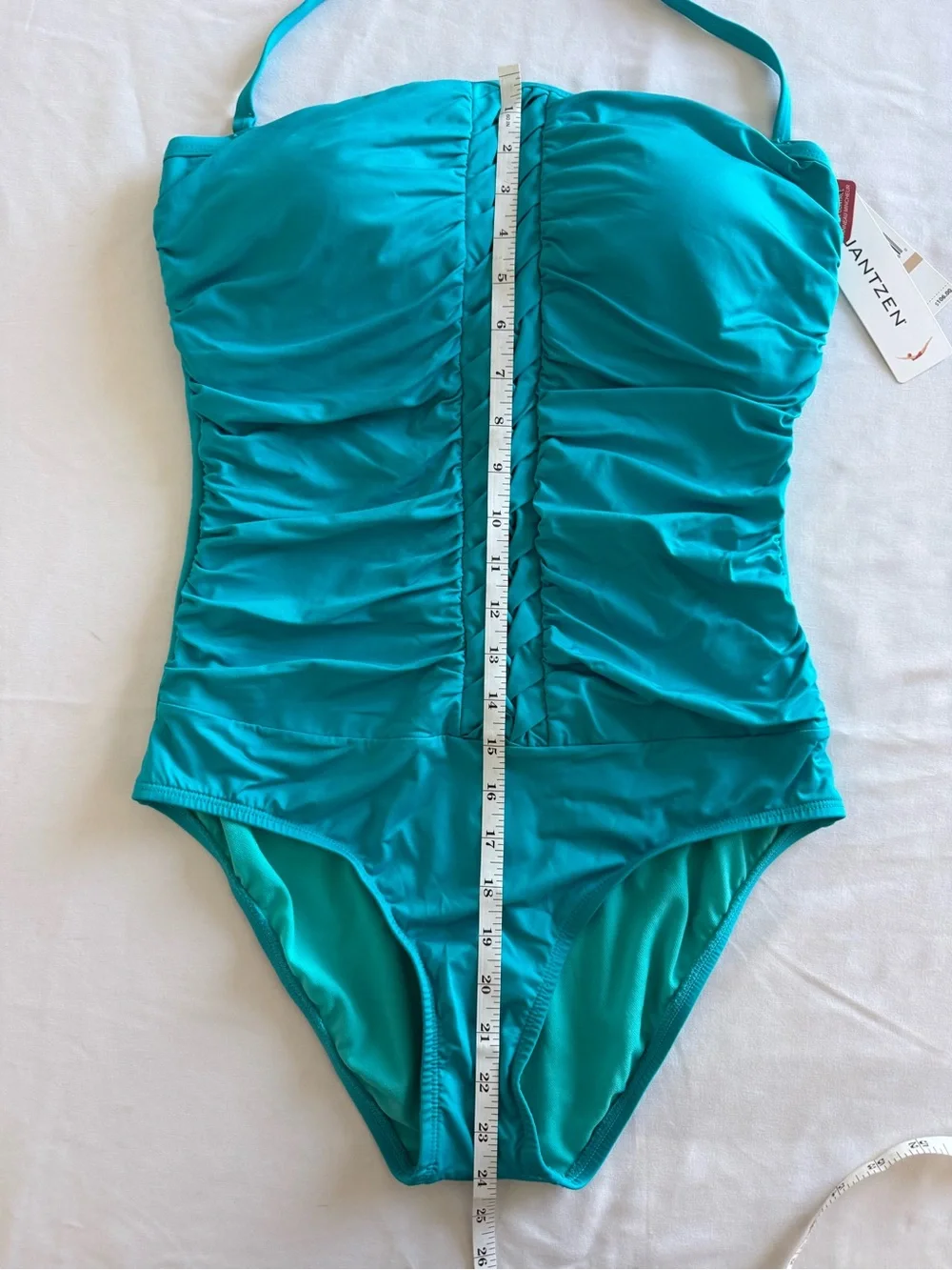 Jantzen Turquoise Ruched Halter One-Piece Swimsuit